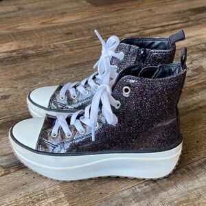 Steve Madden sparkly black high top platform shoes size girls 1